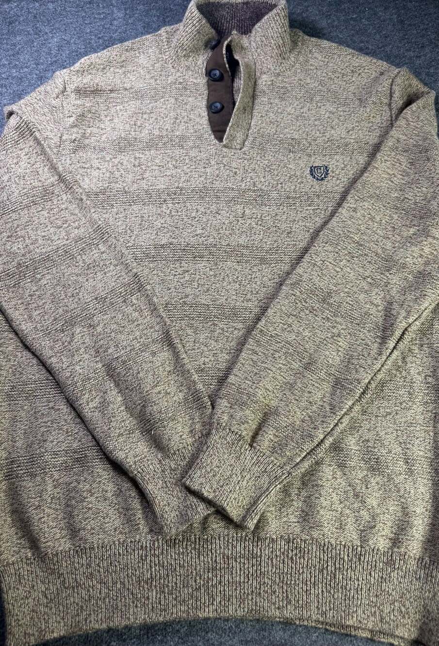 Chaps Men’s Brown Marled Knit Mock Neck Pullover Sweater Size Small